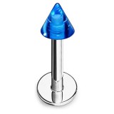 Piercing micro-labret acrylique 25 - Pointe bleue paillettes