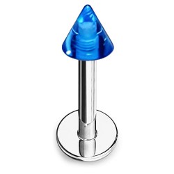 Piercing micro-labret acrylique 25 - Pointe bleue paillettes