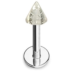 Piercing micro-labret acrylique 25 - Pointe rose paillettes