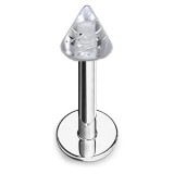Piercing micro-labret acrylique 25 - Pointe bleu-clair paillettes