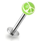 Piercing labret UV 21 - Boule verte peace and love