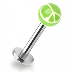 Piercing labret UV 21 - Boule verte peace and love