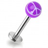 Piercing labret UV 21 - Boule lilas peace and love