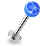 Piercing labret UV 21 - Boule bleue peace and love