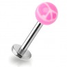 Piercing labret UV 21 - Boule rose peace and love