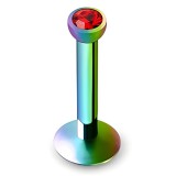 Piercing micro-labret 89 - Plaqué-titane rainbow cristal rouge