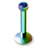 Piercing micro-labret 89 - Plaqué-titane rainbow cristal bleu