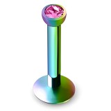 Piercing micro-labret 89 - Plaqué-titane rainbow cristal rose