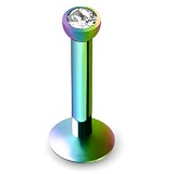 Piercing micro-labret 89 - Plaqué-titane rainbow cristal transparent