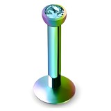 Piercing micro-labret 89 - Plaqué-titane rainbow cristal bleu-clair