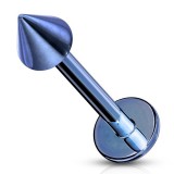 Piercing micro-labret 07 - Plaqué-titane bleu pointe
