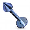 Piercing labret 07 - Plaqué-titane bleu pointe