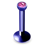 Piercing micro-labret 88 - Plaqué-titane bleu cristal rose