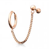 Chaine pour oreille 35 - Gold-ip rose anneau et barbell cristal transparent