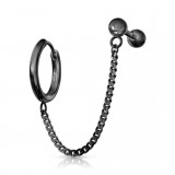Chaine pour oreille 35 - Plaqué-titane noir anneau et barbell cristal transparent