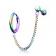 Chaine pour oreille 35 - Plaqué-titane rainbow anneau et barbell