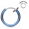 Faux Piercing oreille 68 - Anneau simple plaqué-titane bleu