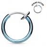 Faux Piercing oreille 68 - Anneau simple plaqué-titane bleu-clair