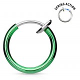 Faux Piercing oreille 68 - Anneau simple plaqué-titane vert-pomme