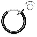 Faux Piercing oreille 68 - Anneau simple plaqué-titane noir