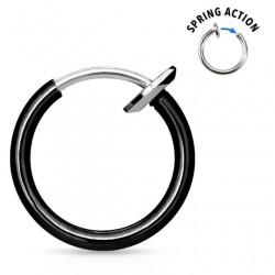 Faux Piercing oreille 68 - Anneau simple plaqué-titane noir