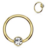 Piercing micro-bcr 137 - Glod-ip jaune strass plat