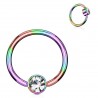 Piercing micro-bcr 137 - Anodisé titane rainbow strass plat