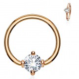 Piercing micro-bcr 141 - Gold-ip rose cristal rond