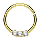 Piercing micro-bcr 152 - Gold-ip jaune cinq strass