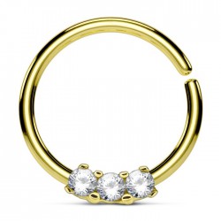 Piercing micro-bcr 152 - Gold-ip jaune cinq strass