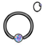Piercing anneau 1,6mm 22 - Noir opalite lilas