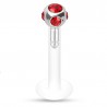 Piercing micro-labret 166 - Téflon boule avec cristaux rouges
