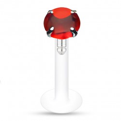 Piercing micro-labret PTFE 142 - Gris cristal rond rouge