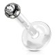 Piercing micro-labret 166 - Téflon boule plaqué-titane noir cristaux transparents
