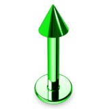 Piercing micro-labret 07 - Plaqué-titane vert néon pointe