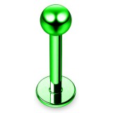 Piercing micro-labret 06 - Plaqué-titane boule verte néon