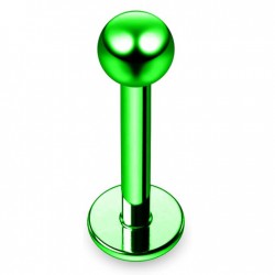 Piercing micro-labret 06 - Plaqué-titane boule verte néon