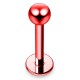 Piercing micro-labret 06 - Plaqué-titane boule rouge néon