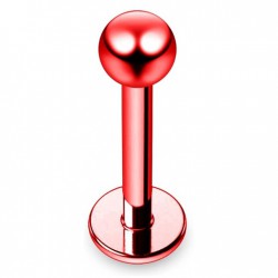 Piercing micro-labret 06 - Plaqué-titane boule rouge néon
