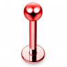 Piercing micro-labret 06 - Plaqué-titane boule rouge néon