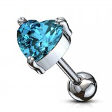 Cartilage hélix, tragus 410 - Cristal cœur bleu-clair