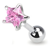 Cartilage hélix, tragus 411 - Cristal étoile rose