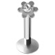 Piercing micro-labret 165 - Fleur avec cristal transparent