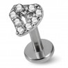 Piercing micro-labret 86 - Cœur cristaux transparents