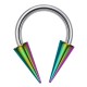 Piercing circulaire 1,2 ou 1,6mm 11 - Longues pointes plaqué-titane rainbow