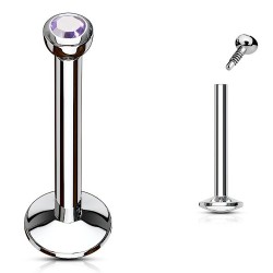 Piercing micro-labret 17 - Cristal lilas pas de vis interne