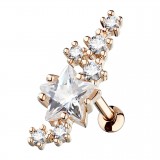 Piercing hélix 165 - Gold-ip rose étoiles cristal transparent