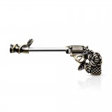 Piercing téton barbell 104 - Pistolet jaune avec rose