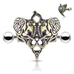 Piercing téton deux éléphants vintages jaune (46)