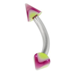 Piercing pour arcade acry pointes striées lilas et vert (35)
